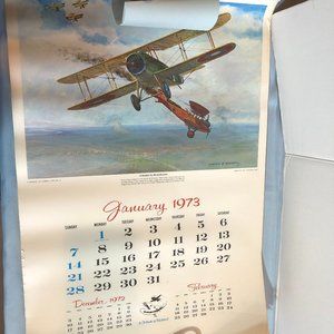 VINTAGE 1973 TRW 12 Month Charles Hubbell Aviation Calendar #F18